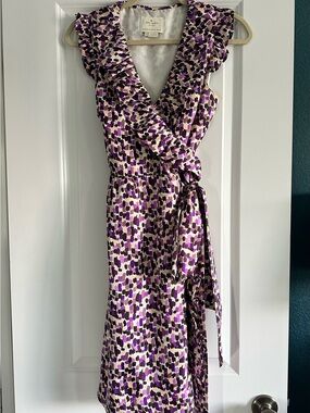 Kate Spade Purple Printed Wrap Dress